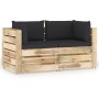 2-Sitzer-Palettensofa mit grün imprägnierten Kiefernholzkissen von vidaXL, Gartensets - Ref: Foro24-3074550, Preis: 351,72 €,...