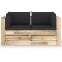 2-Sitzer-Palettensofa mit grün imprägnierten Kiefernholzkissen von vidaXL, Gartensets - Ref: Foro24-3074550, Preis: 351,72 €,...