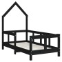 Estructura de cama para niños madera de pino negro 70x140 cm de vidaXL, Cunas y camas para niños - Ref: Foro24-834557, Precio...