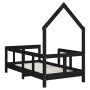 Estructura de cama para niños madera de pino negro 70x140 cm de vidaXL, Cunas y camas para niños - Ref: Foro24-834557, Precio...