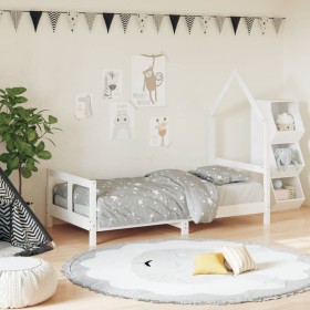 Estructura de cama para niños madera de pino blanco 80x160 cm de vidaXL, Cunas y camas para niños - Ref: Foro24-834559, Preci...