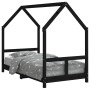 Estructura de cama para niños madera de pino negro 80x160 cm de vidaXL, Cunas y camas para niños - Ref: Foro24-835726, Precio...