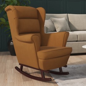 Rocking chair with brown velvet rubberwood legs by vidaXL, Rocking chairs - Ref: Foro24-329371, Price: 220,99 €, Discount: %