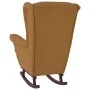 Schaukelstuhl mit braunen Samtbeinen aus Gummibaumholz von vidaXL, Schaukelstühle - Ref: Foro24-329371, Preis: 295,20 €, Raba...
