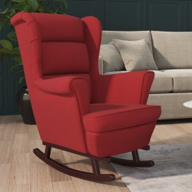 Rocking chair with red velvet rubberwood legs by vidaXL, Rocking chairs - Ref: Foro24-329368, Price: 219,99 €, Discount: %