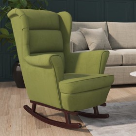 Rocking chair rubber wood legs light green velvet by vidaXL, Rocking chairs - Ref: Foro24-329366, Price: 220,99 €, Discount: %