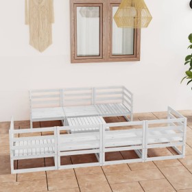 8-piece garden lounge set white solid pine wood by vidaXL, Garden sets - Ref: Foro24-3075370, Price: 397,99 €, Discount: %