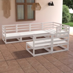 Set de salón de jardín de 7 piezas blanco madera maciza de pino de vidaXL, Conjuntos de jardín - Ref: Foro24-3075645, Precio:...