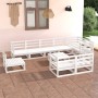 Gartenlounge-Set bestehend aus 10 Teilen aus weißem, massivem Kiefernholz von vidaXL, Gartensets - Ref: Foro24-3075680, Preis...