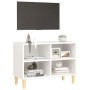 Mueble de TV con patas de madera maciza blanco 69,5x30x50 cm de vidaXL, Muebles TV - Ref: Foro24-805923, Precio: 46,99 €, Des...