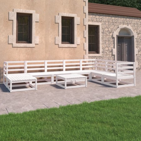 9-teiliges Gartenlounge-Set aus weißem massivem Kiefernholz von vidaXL, Gartensets - Ref: Foro24-3075720, Preis: 443,92 €, Ra...