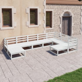 9-piece garden lounge set white solid pine wood by vidaXL, Garden sets - Ref: Foro24-3075755, Price: 443,92 €, Discount: %