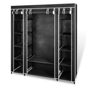 Stoffgarderobe mit Fächern und Stangen schwarz 45x150x176 cm von vidaXL, Kleiderschränke - Ref: Foro24-240495, Preis: 80,90 €...