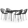 Juego de comedor de jardín 5 piezas negro de vidaXL, Conjuntos de jardín - Ref: Foro24-3099133, Precio: 507,90 €, Descuento: %