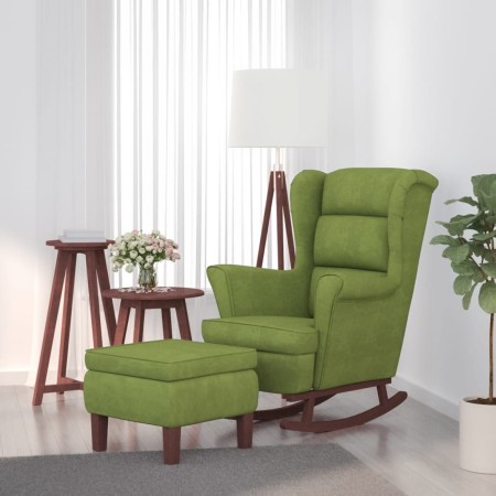 Sillón mecedora patas madera y taburete terciopelo verde claro de vidaXL, Mecedoras - Ref: Foro24-3121233, Precio: 313,22 €, ...