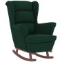 Sillón mecedora patas madera y taburete terciopelo verde oscuro de vidaXL, Mecedoras - Ref: Foro24-3121232, Precio: 284,12 €,...