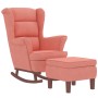 Sillón mecedora patas madera y taburete terciopelo rosa de vidaXL, Mecedoras - Ref: Foro24-3121234, Precio: 332,07 €, Descuen...