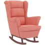 Sillón mecedora patas madera y taburete terciopelo rosa de vidaXL, Mecedoras - Ref: Foro24-3121234, Precio: 332,07 €, Descuen...