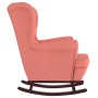 Sillón mecedora patas madera y taburete terciopelo rosa de vidaXL, Mecedoras - Ref: Foro24-3121234, Precio: 332,07 €, Descuen...