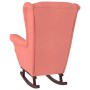 Sillón mecedora patas madera y taburete terciopelo rosa de vidaXL, Mecedoras - Ref: Foro24-3121234, Precio: 332,07 €, Descuen...