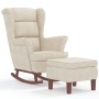 Sillón mecedora patas madera y taburete terciopelo color crema de vidaXL, Mecedoras - Ref: Foro24-3121239, Precio: 343,07 €, ...