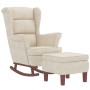 Sillón mecedora patas madera y taburete terciopelo color crema de vidaXL, Mecedoras - Ref: Foro24-3121239, Precio: 343,07 €, ...