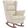 Rocking chair with wooden legs and cream velvet footstool by vidaXL, Rocking chairs - Ref: Foro24-3121239, Price: 343,07 €, D...