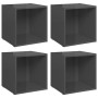 TV furniture set, 4 pieces, glossy gray plywood, 37x35x37 cm by vidaXL, TV Furniture - Ref: Foro24-805524, Price: 49,45 €, Di...