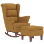 Sillón mecedora patas madera y taburete terciopelo marrón de vidaXL, Mecedoras - Ref: Foro24-3121238, Precio: 279,04 €, Descu...