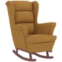 Sillón mecedora patas madera y taburete terciopelo marrón de vidaXL, Mecedoras - Ref: Foro24-3121238, Precio: 279,04 €, Descu...