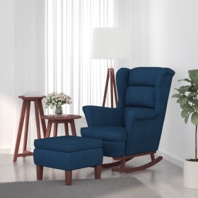 Rocking chair with wooden legs and blue velvet stool by vidaXL, Rocking chairs - Ref: Foro24-3121229, Price: 284,99 €, Discou...