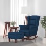 Rocking chair with wooden legs and blue velvet stool by vidaXL, Rocking chairs - Ref: Foro24-3121229, Price: 284,52 €, Discou...