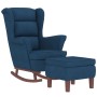 Rocking chair with wooden legs and blue velvet stool by vidaXL, Rocking chairs - Ref: Foro24-3121229, Price: 284,52 €, Discou...