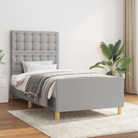 Light gray fabric bed frame with headboard 100x200 cm by vidaXL, Beds and slatted bases - Ref: Foro24-3125357, Price: 156,99 ...