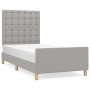 Light gray fabric bed frame with headboard 100x200 cm by vidaXL, Beds and slatted bases - Ref: Foro24-3125357, Price: 156,99 ...