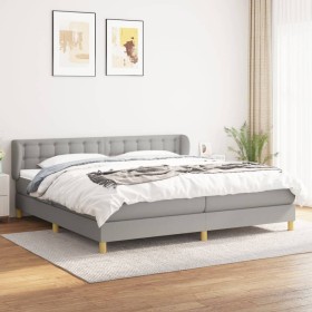 Cama box spring con colchón tela gris claro 200x200 cm de vidaXL, Camas y somieres - Ref: Foro24-3127149, Precio: 554,48 €, D...