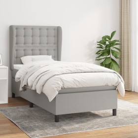 Box spring bed with light gray fabric mattress 100x200 cm by vidaXL, Beds and slatted bases - Ref: Foro24-3128261, Price: 401...