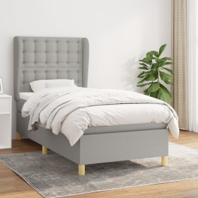 Cama box spring con colchón tela gris claro 100x200 cm de vidaXL, Camas y somieres - Ref: Foro24-3128821, Precio: 375,92 €, D...