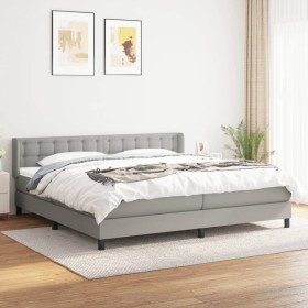 Cama box spring con colchón tela gris claro 200x200 cm de vidaXL, Camas y somieres - Ref: Foro24-3130057, Precio: 605,57 €, D...