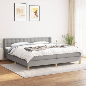 Box spring bed with light gray fabric mattress 200x200 cm by vidaXL, Beds and slatted bases - Ref: Foro24-3130617, Price: 585...