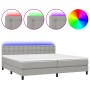 Cama box spring con colchón tela y LED gris claro 200x200 cm de vidaXL, Camas y somieres - Ref: Foro24-3133501, Precio: 569,2...