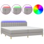 Cama box spring con colchón tela y LED gris claro 200x200 cm de vidaXL, Camas y somieres - Ref: Foro24-3134061, Precio: 570,9...