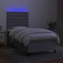 Box spring bed mattress and LED lights light gray fabric 100x200 cm by vidaXL, Beds and slatted bases - Ref: Foro24-3135173, ...