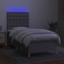 Box spring bed mattress and LED lights light gray fabric 100x200 cm by vidaXL, Beds and slatted bases - Ref: Foro24-3135733, ...