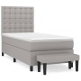 Cama box spring con colchón tela gris claro 100x200 cm de vidaXL, Camas y somieres - Ref: Foro24-3136893, Precio: 381,77 €, D...