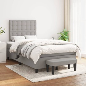 Cama box spring con colchón tela gris claro 120x200 cm de vidaXL, Camas y somieres - Ref: Foro24-3136901, Precio: 444,99 €, D...