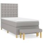 Cama box spring con colchón tela gris claro 100x200 cm de vidaXL, Camas y somieres - Ref: Foro24-3137453, Precio: 383,09 €, D...