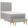 Cama box spring con colchón tela gris claro 100x200 cm de vidaXL, Camas y somieres - Ref: Foro24-3137453, Precio: 383,09 €, D...