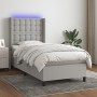 Box spring bed mattress and LED lights light gray fabric 100x200 cm by vidaXL, Beds and slatted bases - Ref: Foro24-3138613, ...