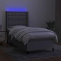 Box spring bed mattress and LED lights light gray fabric 100x200 cm by vidaXL, Beds and slatted bases - Ref: Foro24-3138613, ...